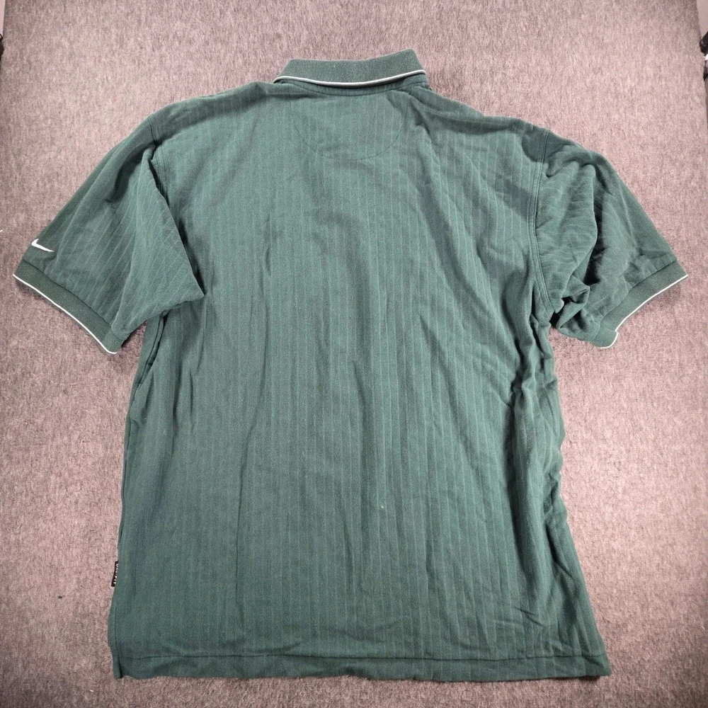 Vintage Nike Golf Polo Mens XL Green Dri-Fit Vertical Stripe Short Sleeve